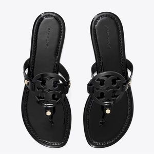 Tory Burch MILLER PATENT SANDAL in black! Size 7